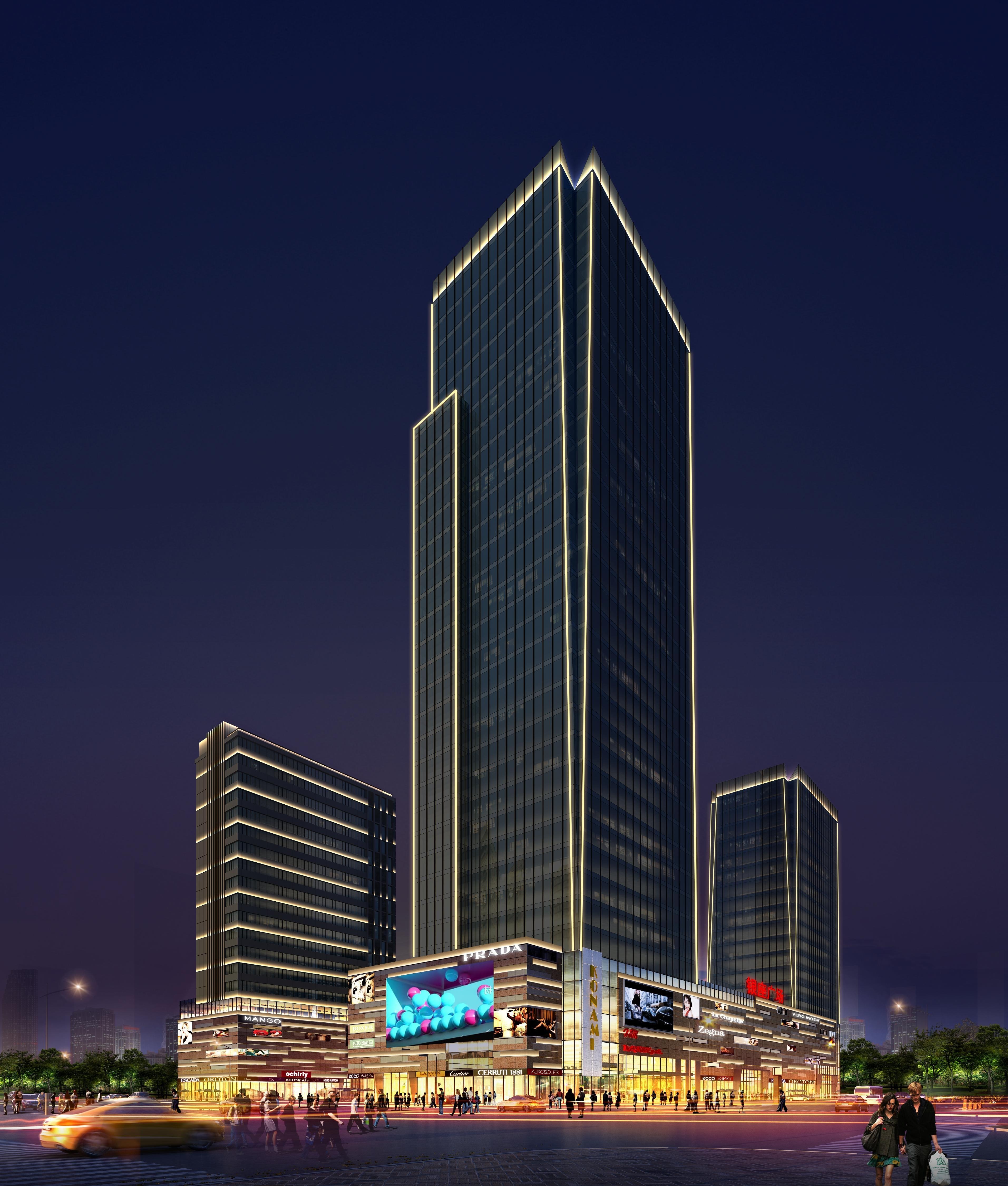 驻马店银座广场夜景灯光亮化效果图